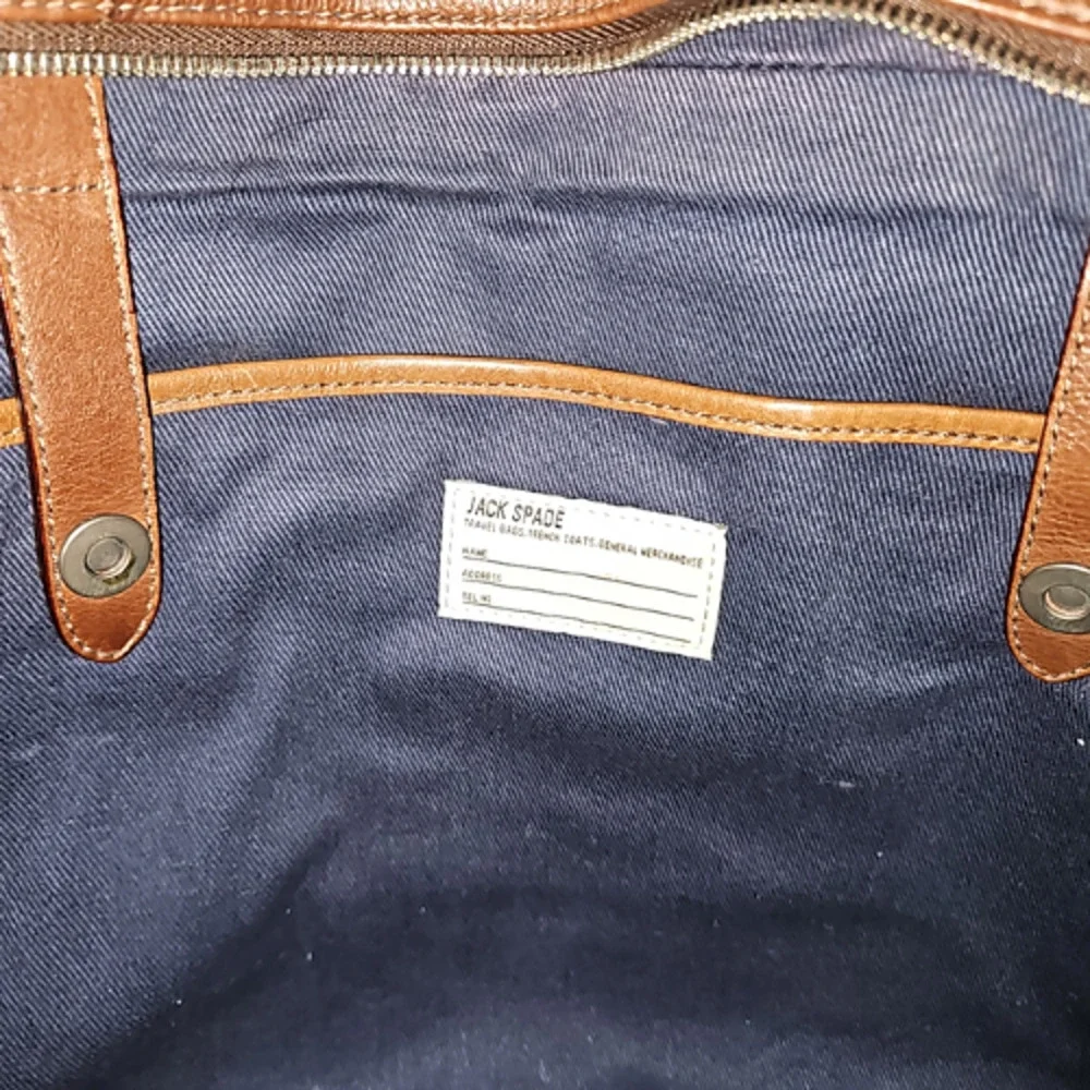 Jack Spade Men's Adjustable Strap Leather Briefcase Laptop Bag Brown Pre-owned